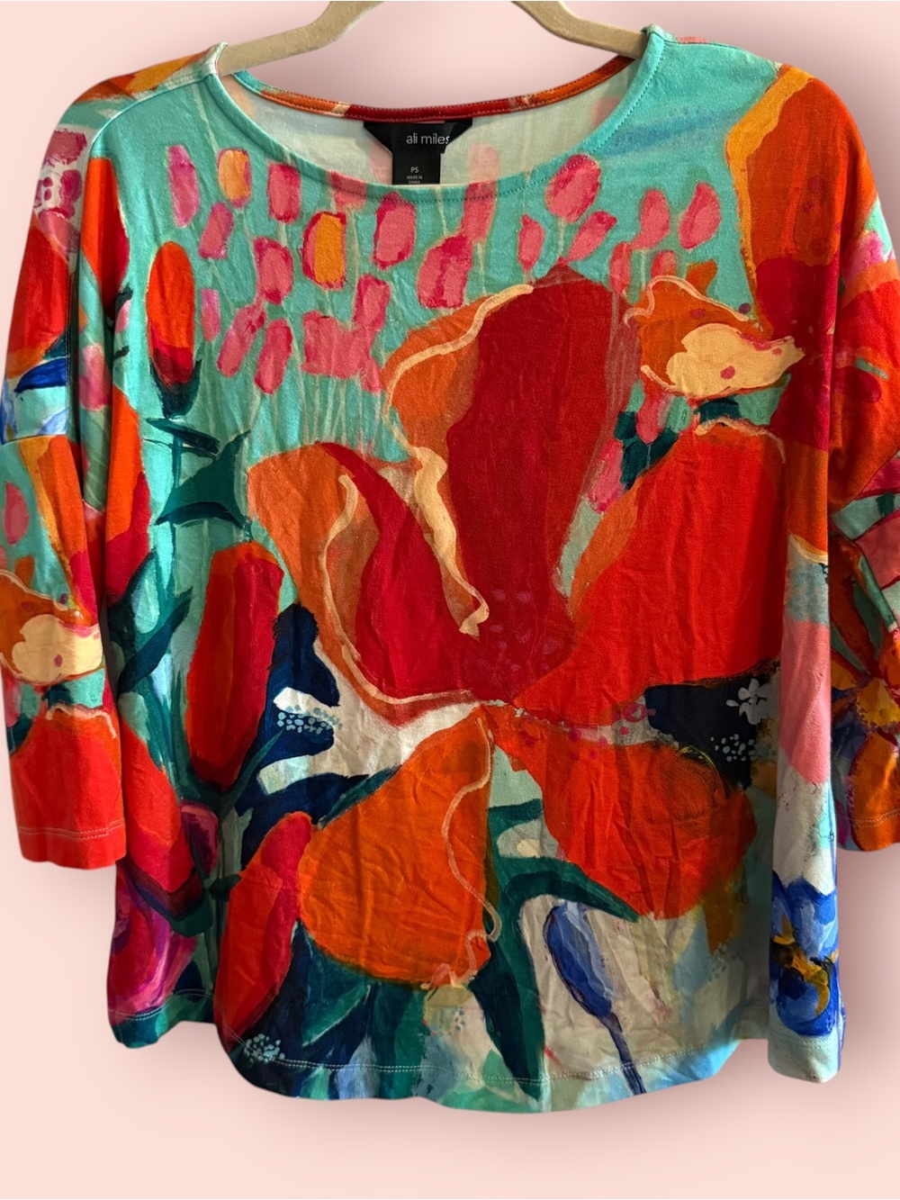 Ali Miles Oversized Floral Art Print Top